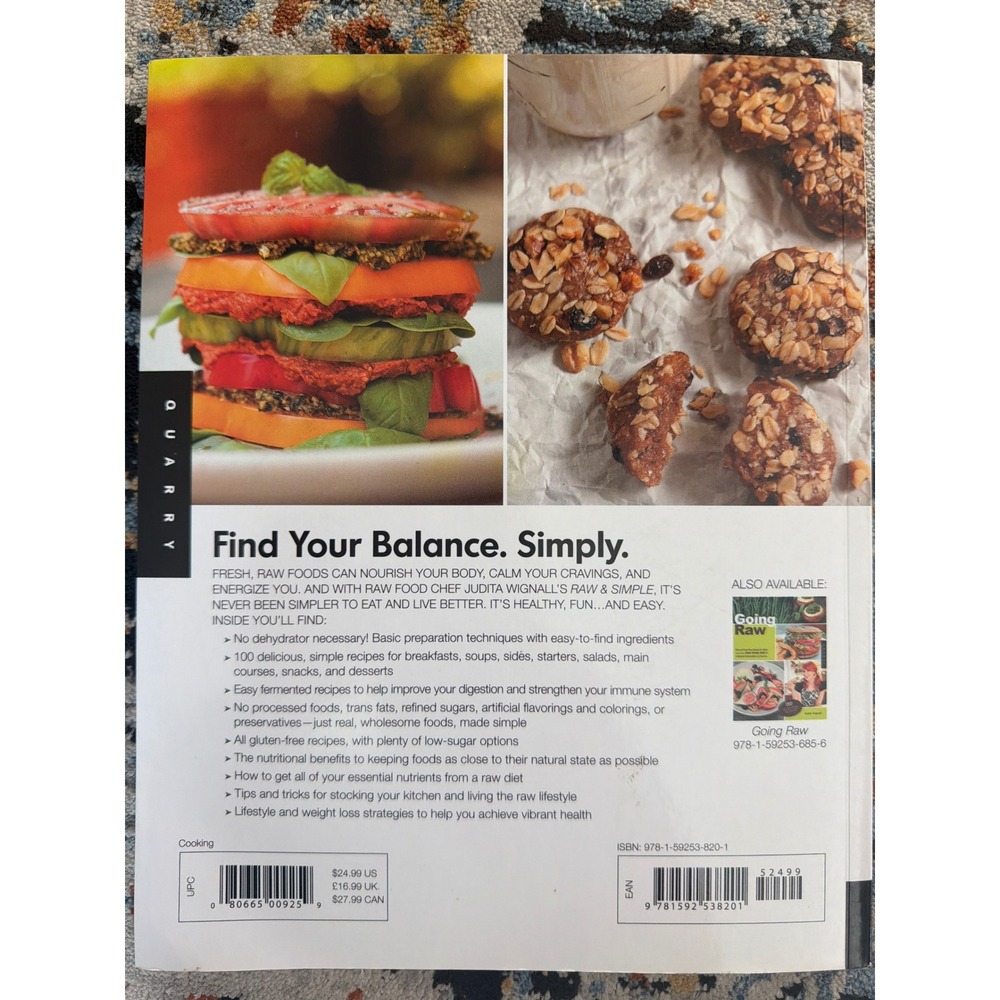 Raw and Simple Cookbook Judita Wignall 100 Recipes Gluten-Free Vegan Quarry - Picture 2 of 5